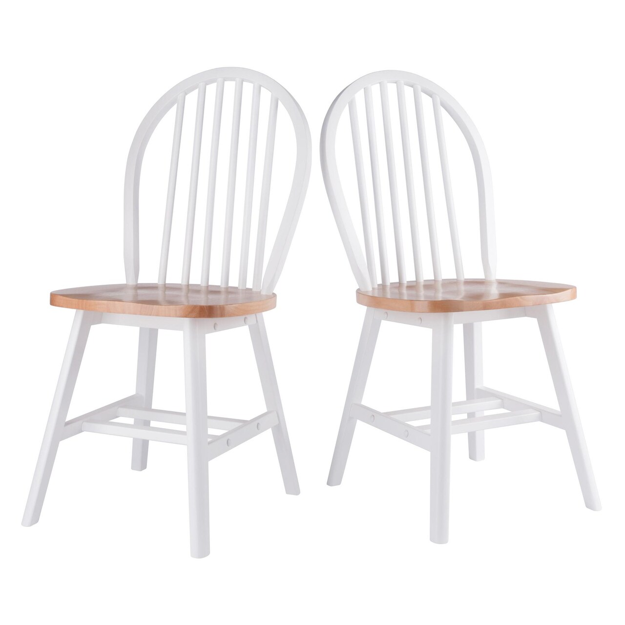 Contemporary Home Living Spindle Arched Back Chair Set - 36.75 - Brown and White - Set of 2